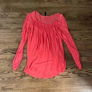 FREE PEOPLE coral top with feminine details